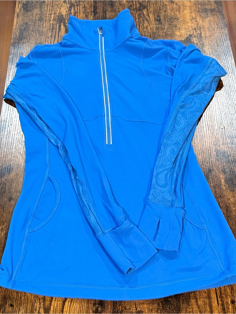Lululemon Run U-Turn Pullover Silver Beaming Blue Half Zip Est Size 10 W3774S